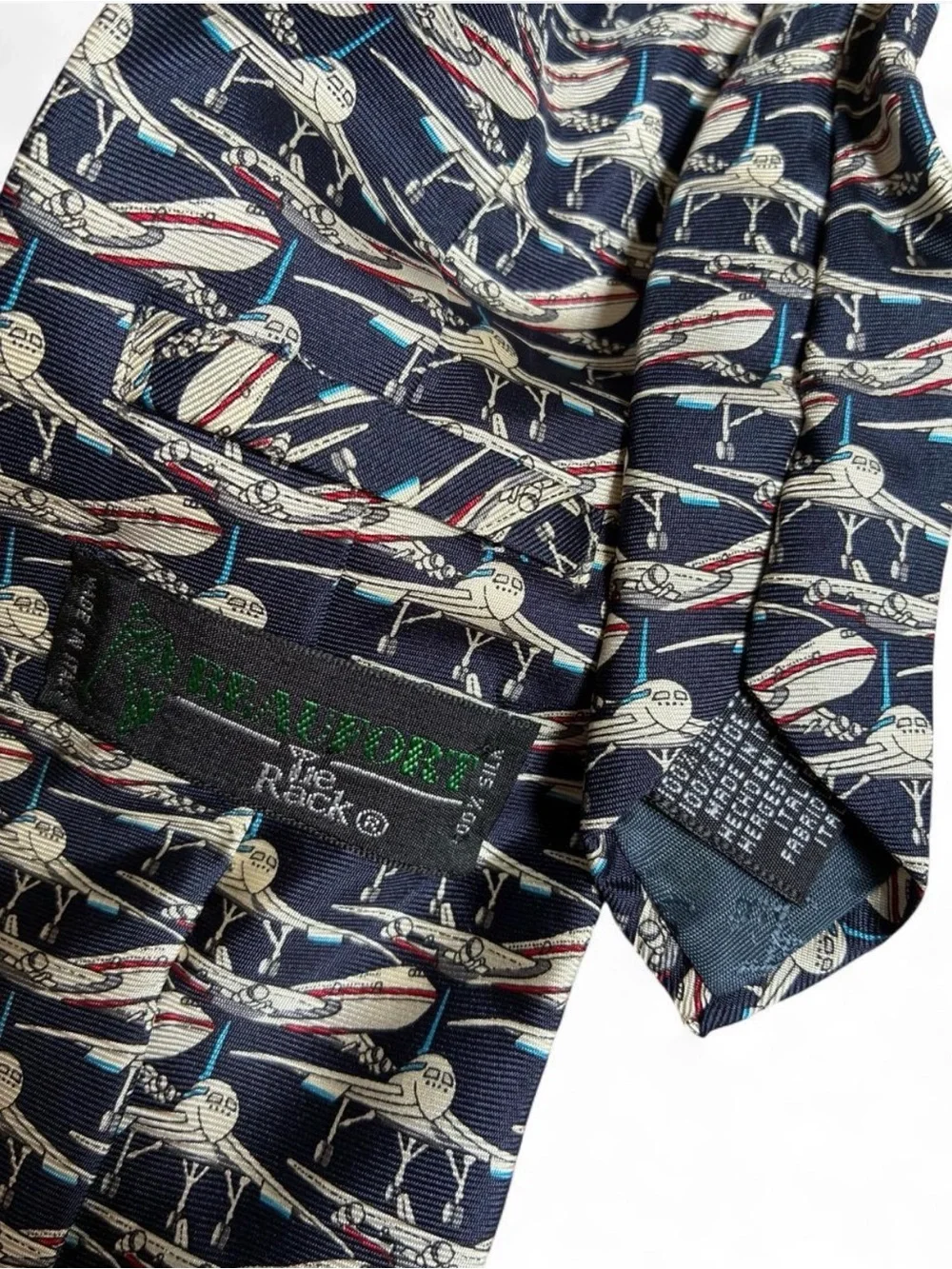 Vintage Silk Tie Airplane Print Made in Italy